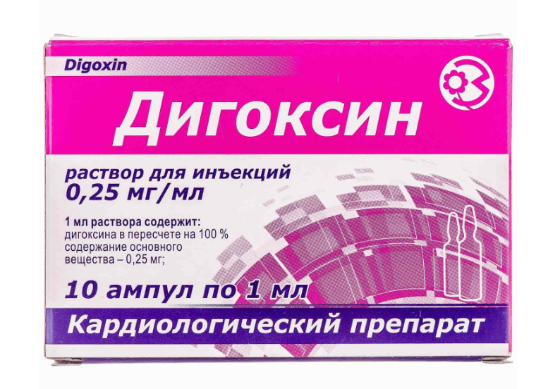 Дигоксин 0,025% 1,0  №10 амп 