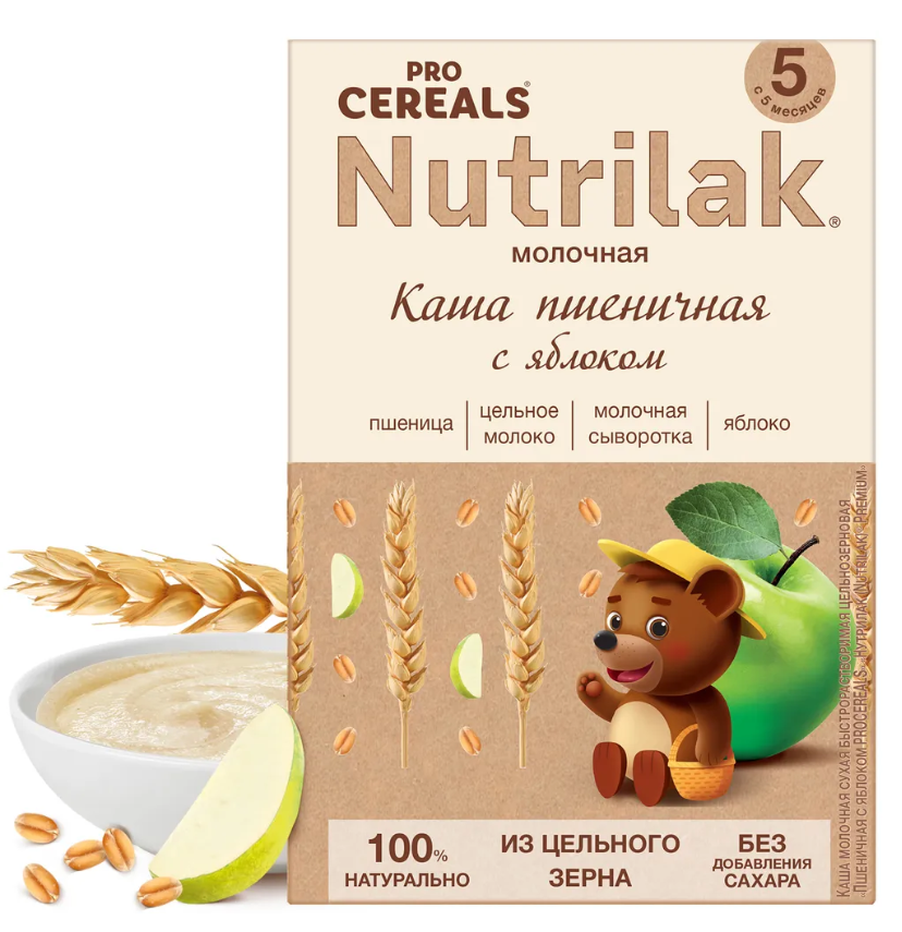 Каша молочная "Nutrilak Pro Cereals" Пшеничная с яблоком с 5 мес 200 г