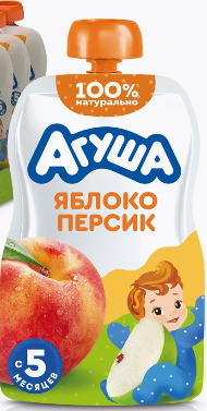 Пюре фруктовое "Агуша" с 5 мес. Яблоко-Персик 90 г (7605/8908)
