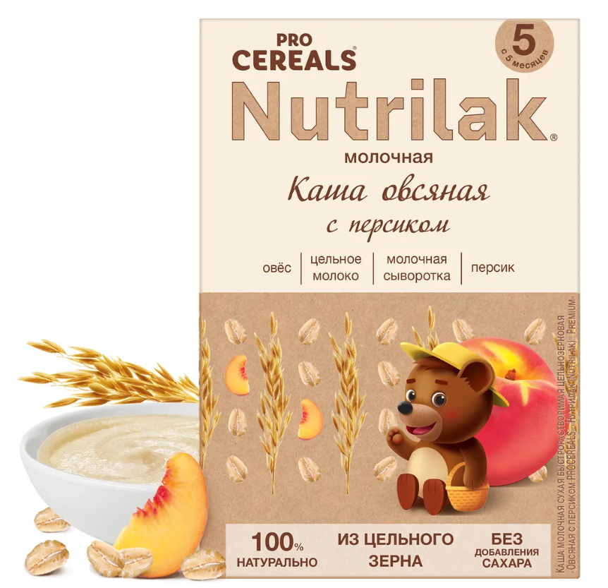 Каша молочная "Nutrilak Pro Cereals" Овсяная с персиком с 5 мес 200 г