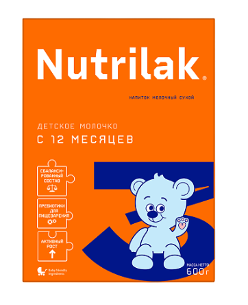 Смесь "Nutrilak" (сухой молочный напиток) №3 c 12 мес 600 г (0731)