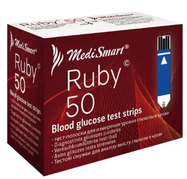 Тест полоски MediSmart Ruby №50 д/ измерения уровня глюкозы в крови