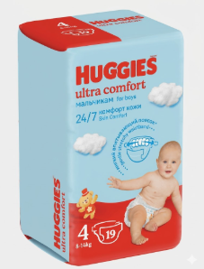 Подгузники "Huggies" Ultra Comfort Covn 4 №19 (Мальчик) (3550)