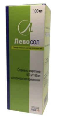 Левосол 500 мг 100 мл  р-р д/инф (Левофлоксацин)