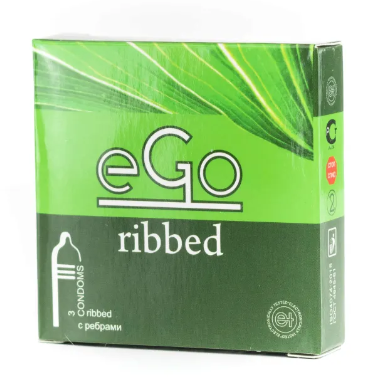 Презервативы Ego №3 с ребрами зеленые