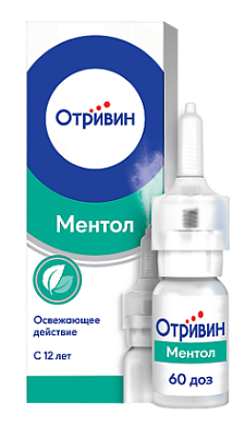 Отривин 0,1% с ментолом эвкалиптом 10 мл назальный спрей