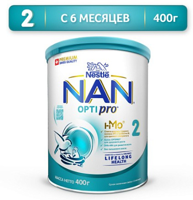 Молочная смесь "NAN 2 OPTIPRO с олигосахаридами 2'FL". Для детей с 6 месяцев, 800г