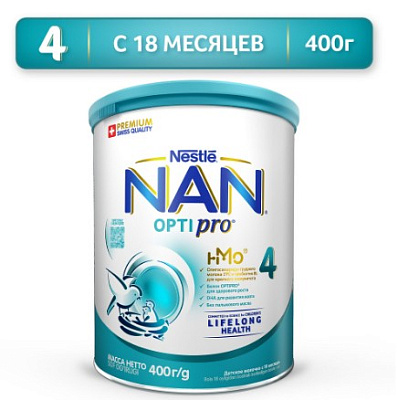 NAN 4 OPTIPRO молочко для роста, иммунитета и развития мозга 400 г с 18мес