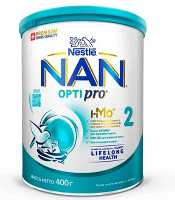 Молочная смесь "NAN 2 OPTIPRO с олигосахаридами 2'FL". Для детей с 6 месяцев, 800г